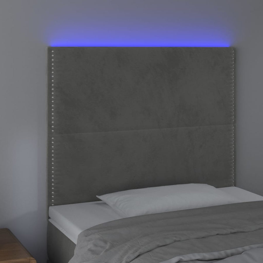 Hoofdbord Led Fluweel 100 x 5 x 118/128 cm Lichtgrijs