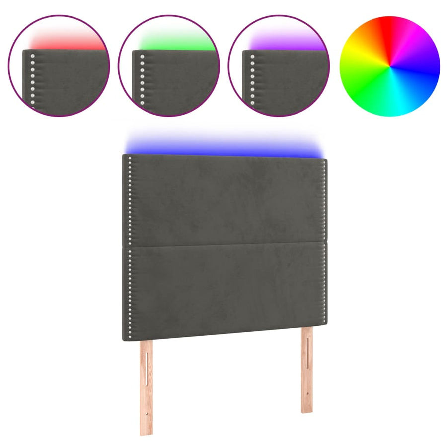 Hoofdbord Led Fluweel 100 x 5 x 118/128 cm Donkergrijs