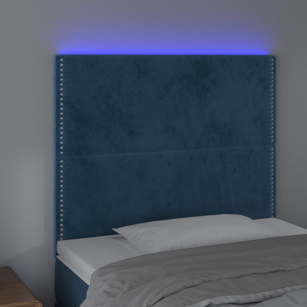 Hoofdbord Led Fluweel 100 x 5 x 118/128 cm Donkerblauw