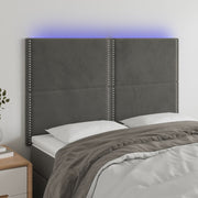 Hoofdbord 144x5x118/128 cm fluweel donkergrijs LED