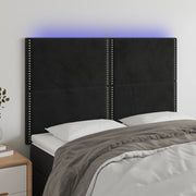Hoofdbord 144x5x118/128 cm fluweel zwart LED