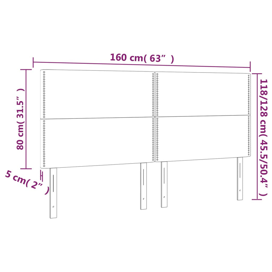 Hoofdbord Led Fluweel 160 x 5 x 118/128 cm Donkergrijs