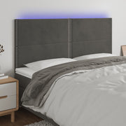 Hoofdbord 160x5x118/128 cm fluweel donkergrijs LED
