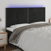 Hoofdbord 180x5x118/128 cm fluweel zwart LED