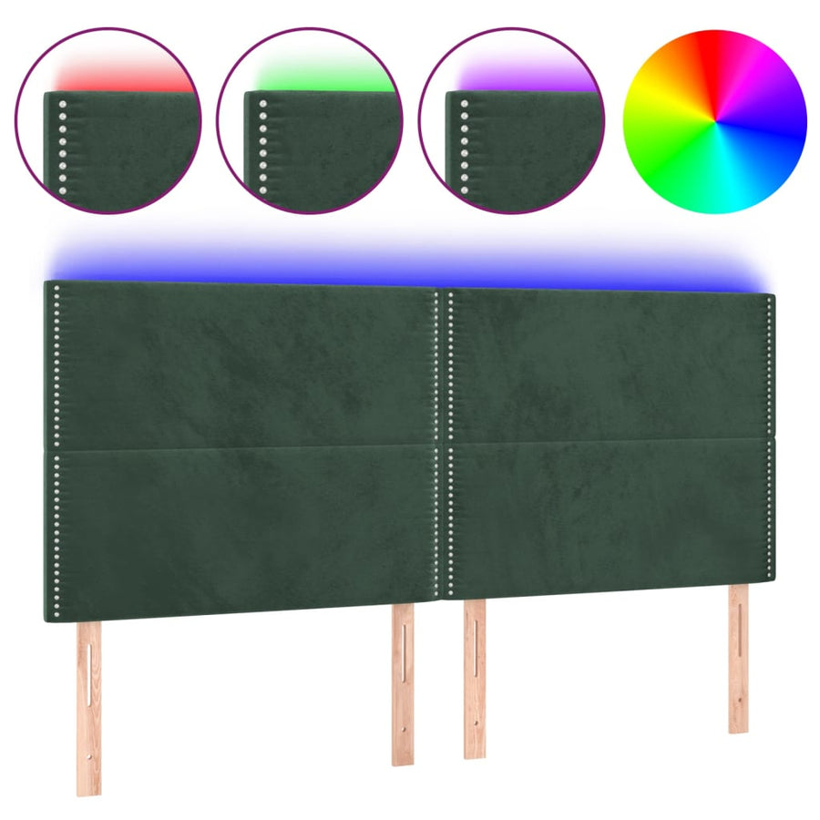 Hoofdbord Led Fluweel 180 x 5 x 118/128 cm Donkergroen