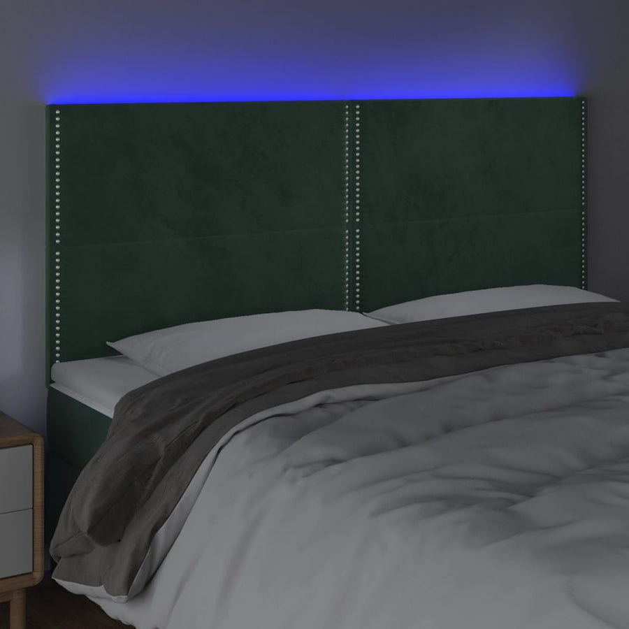 Hoofdbord Led Fluweel 180 x 5 x 118/128 cm Donkergroen