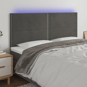Hoofdbord 200x5x118/128 cm fluweel donkergrijs LED