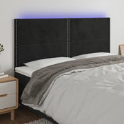 Hoofdbord 200x5x118/128 cm fluweel zwart LED