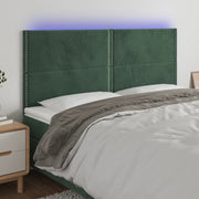 Hoofdbord 200x5x118/128 cm fluweel donkergroen LED