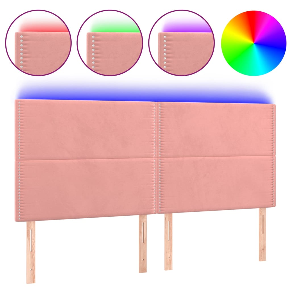 Hoofdbord Led Fluweel 200 x 5 x 118/128 cm Roze