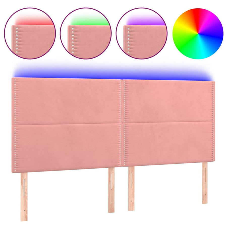 Hoofdbord Led Fluweel 200 x 5 x 118/128 cm Roze