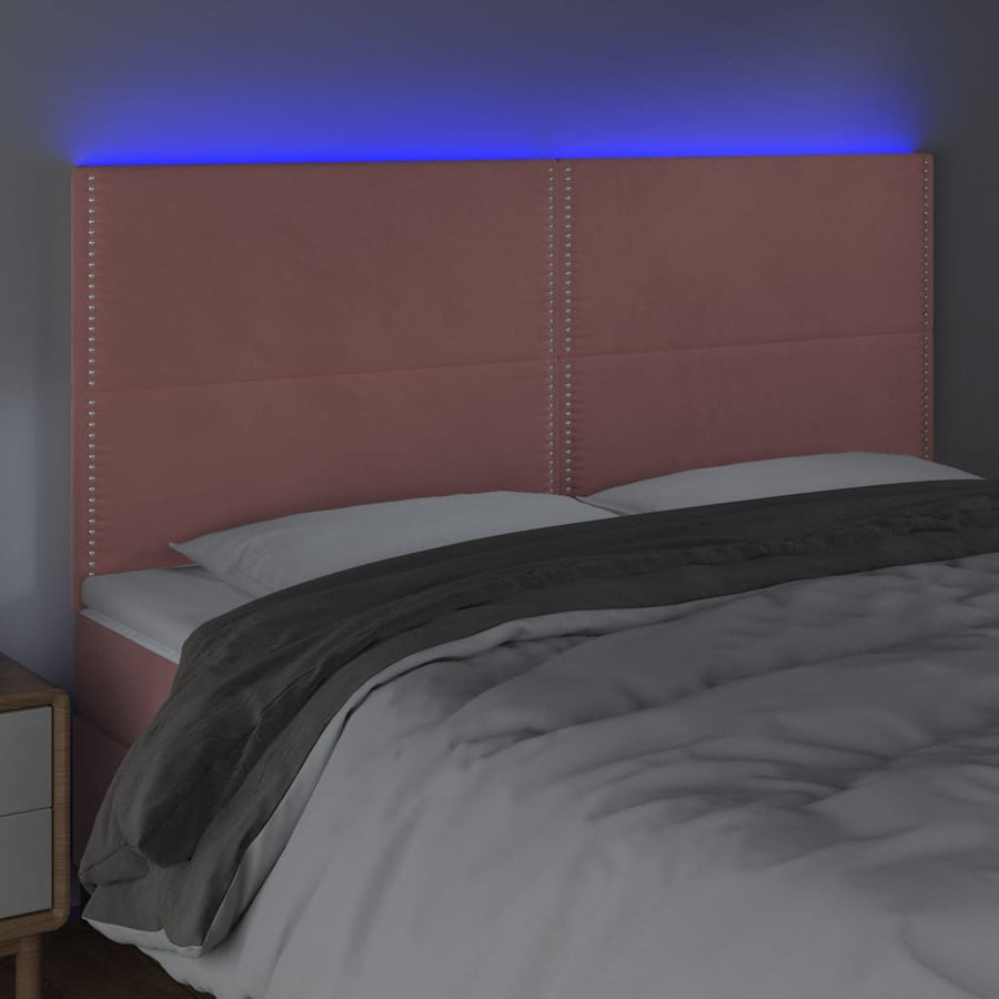 Hoofdbord Led Fluweel 200 x 5 x 118/128 cm Roze