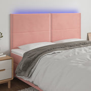 Hoofdbord 200x5x118/128 cm fluweel roze LED