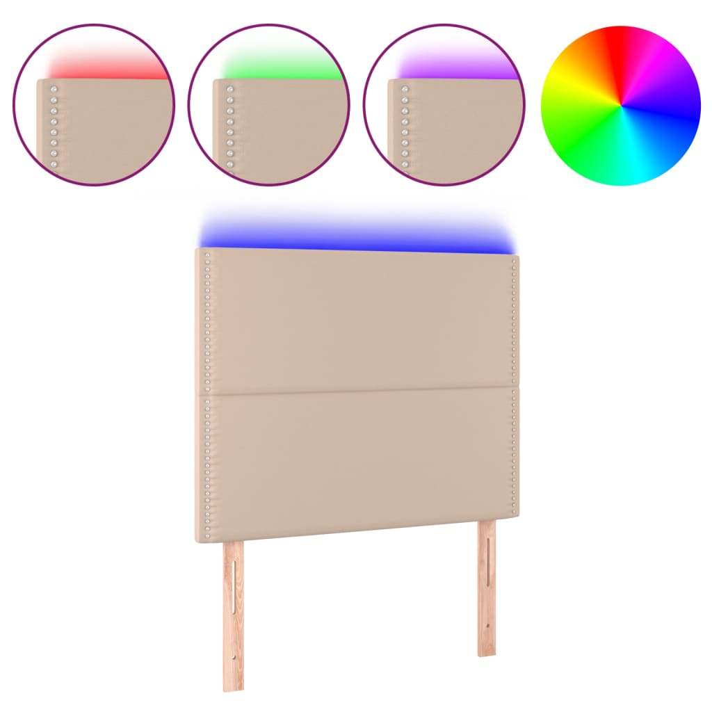 Hoofdbord LED 80x5x118/128 cm kunstleer cappuccinokleurig 80 x 5 x 118/128 cm Cappuccino
