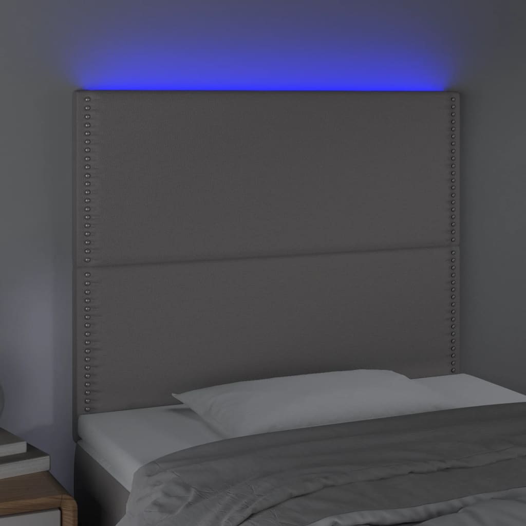 Hoofdbord LED 90x5x118/128 cm kunstleer grijs 90 x 5 x 118/128 cm Grijs