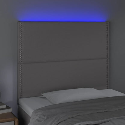 Hoofdbord LED 90x5x118/128 cm kunstleer grijs 90 x 5 x 118/128 cm Grijs