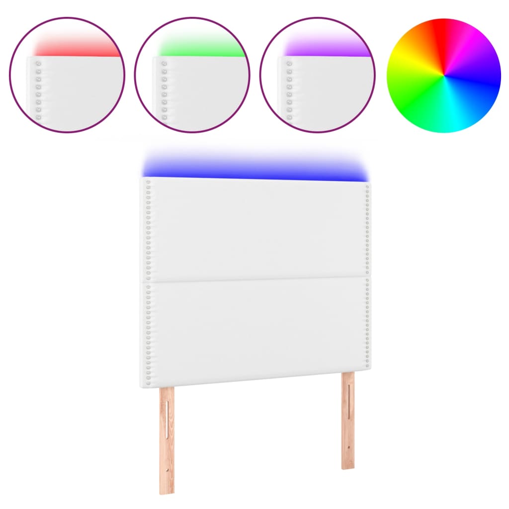 Hoofdbord LED 100x5x118/128 cm kunstleer wit 100 x 5 x 118/128 cm Wit