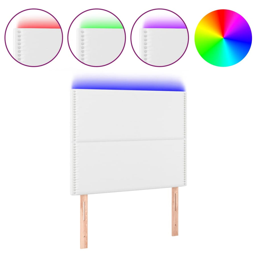 Hoofdbord LED 100x5x118/128 cm kunstleer wit 100 x 5 x 118/128 cm Wit