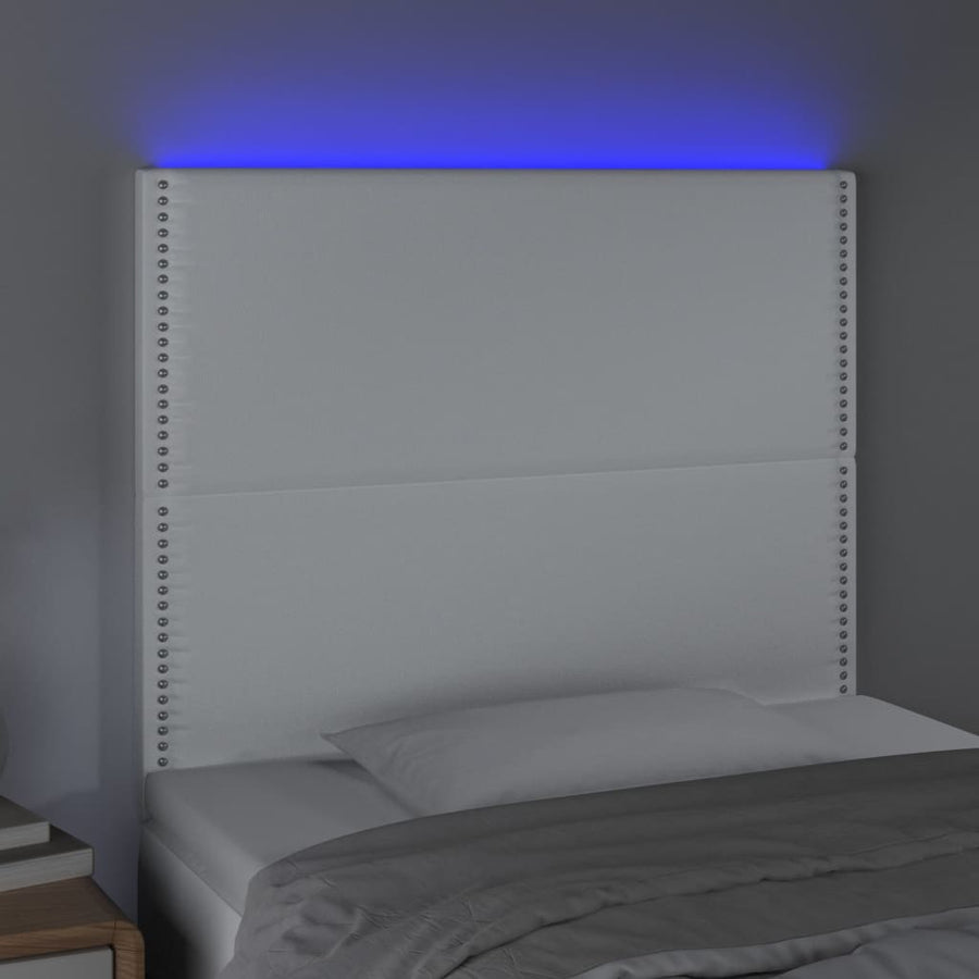 Hoofdbord LED 100x5x118/128 cm kunstleer wit 100 x 5 x 118/128 cm Wit