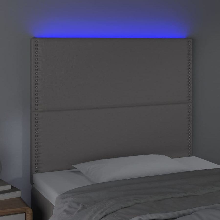 Hoofdbord LED 100x5x118/128 cm kunstleer grijs 100 x 5 x 118/128 cm Grijs
