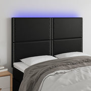 Hoofdbord 144x5x118/128 cm kunstleer zwart LED