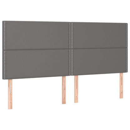 Hoofdbord LED 180x5x118/128 cm kunstleer grijs 180 x 5 x 118/128 cm Grijs