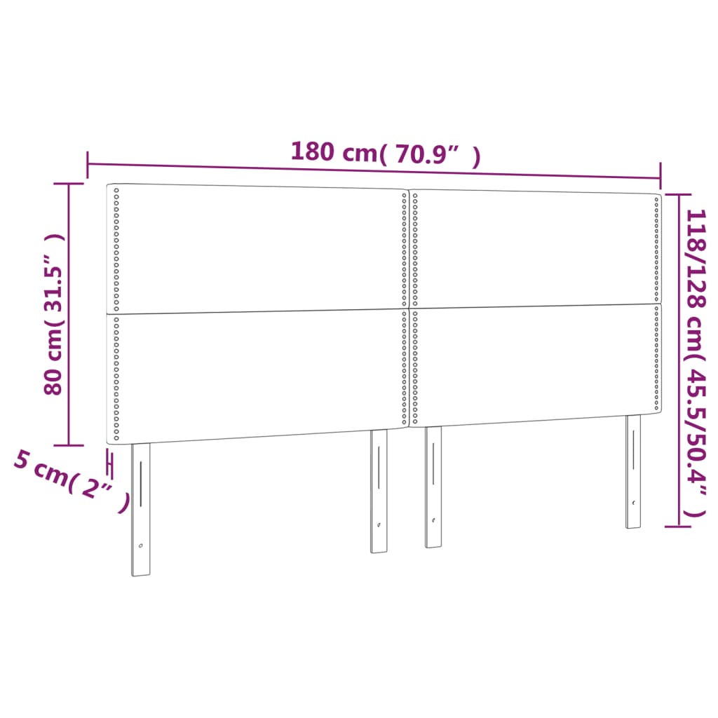 Hoofdbord LED 180x5x118/128 cm kunstleer grijs 180 x 5 x 118/128 cm Grijs