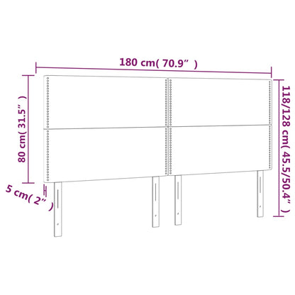 Hoofdbord LED 180x5x118/128 cm kunstleer grijs 180 x 5 x 118/128 cm Grijs