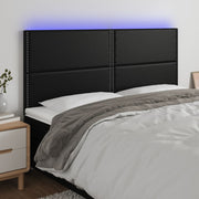 Hoofdbord 200x5x118/128 cm kunstleer zwart LED