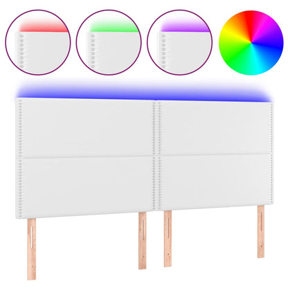 Hoofdbord LED 200x5x118/128 cm kunstleer wit 200 x 5 x 118/128 cm Wit