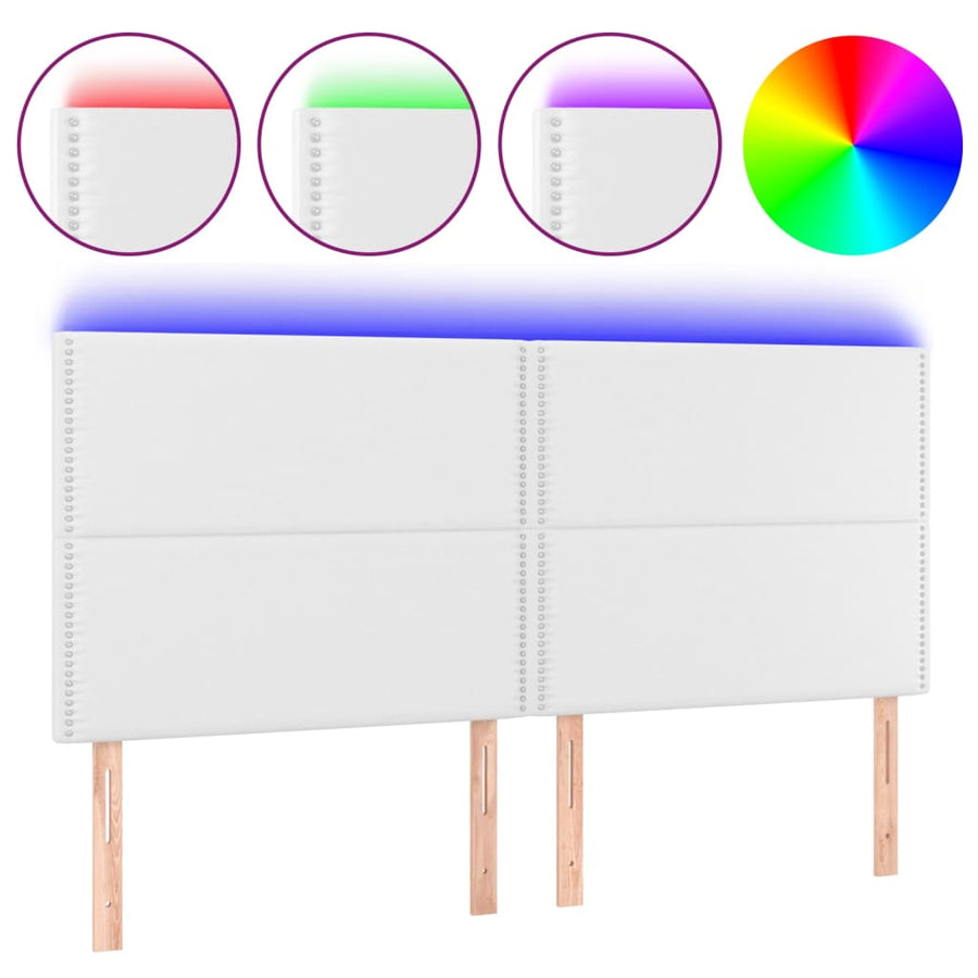 Hoofdbord LED 200x5x118/128 cm kunstleer wit 200 x 5 x 118/128 cm Wit