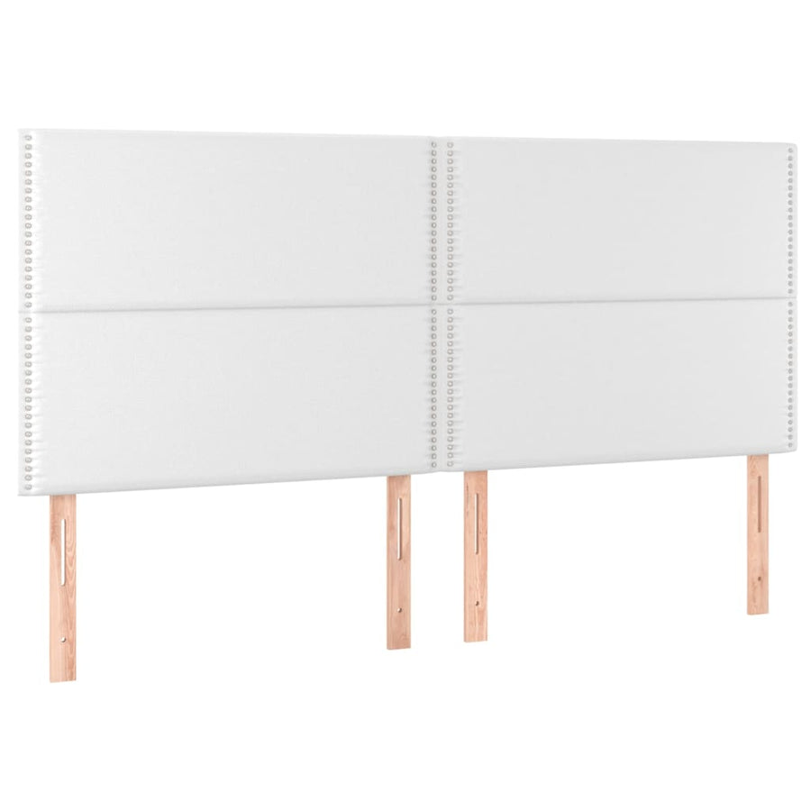 Hoofdbord LED 200x5x118/128 cm kunstleer wit 200 x 5 x 118/128 cm Wit