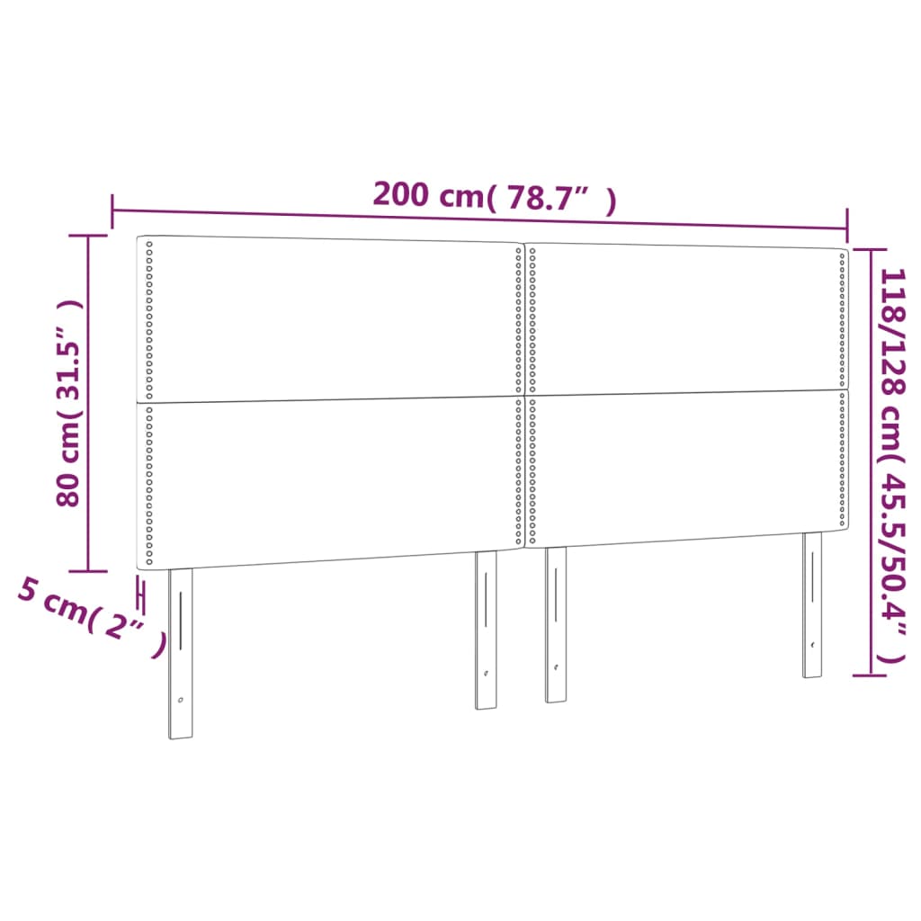 Hoofdbord LED 200x5x118/128 cm kunstleer wit 200 x 5 x 118/128 cm Wit