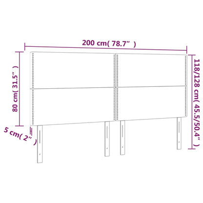 Hoofdbord LED 200x5x118/128 cm kunstleer wit 200 x 5 x 118/128 cm Wit