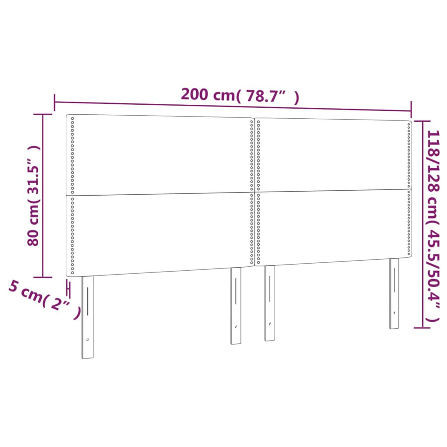 Hoofdbord LED 200x5x118/128 cm kunstleer wit 200 x 5 x 118/128 cm Wit