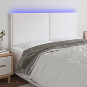 Hoofdbord 200x5x118/128 cm kunstleer wit LED