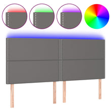 Hoofdbord LED 200x5x118/128 cm kunstleer grijs 200 x 5 x 118/128 cm Grijs