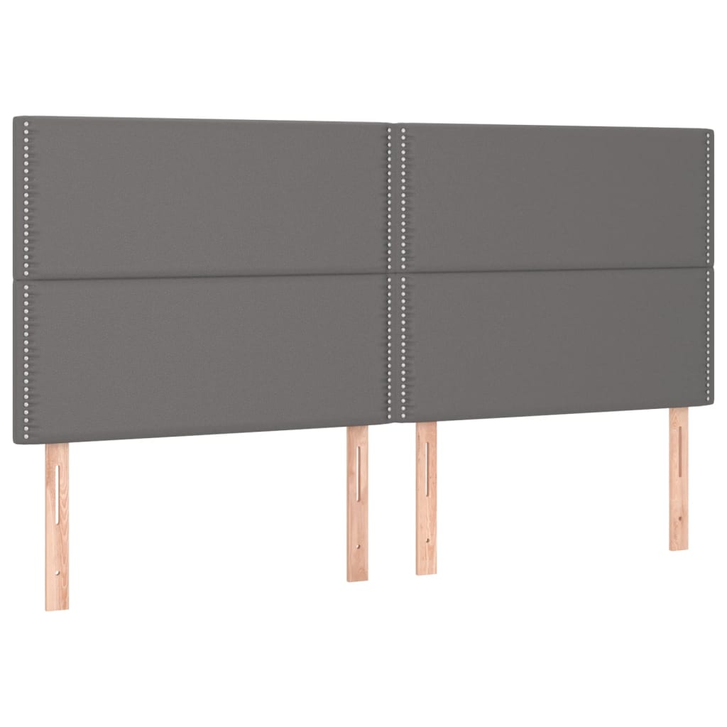 Hoofdbord LED 200x5x118/128 cm kunstleer grijs 200 x 5 x 118/128 cm Grijs
