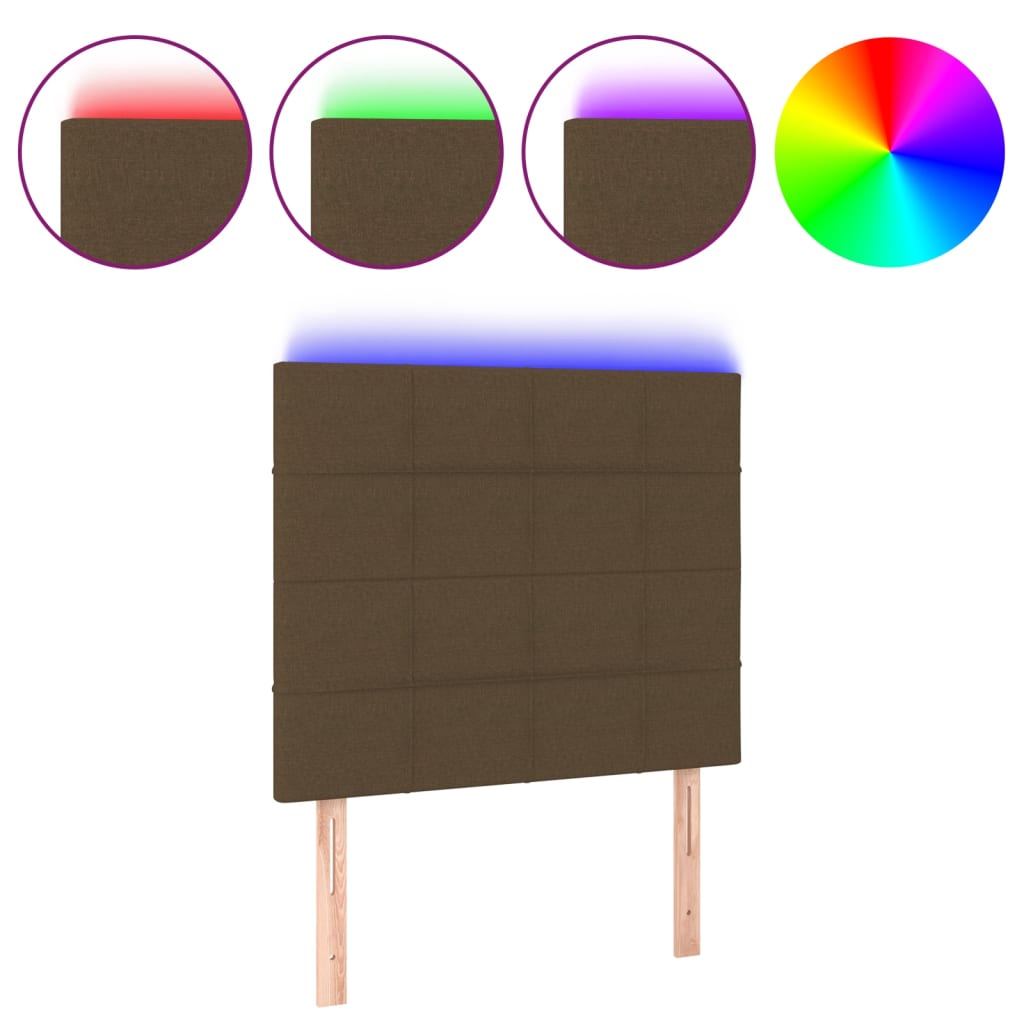 Hoofdbord LED 80x5x118/128 cm stof donkerbruin 80 x 5 x 118/128 cm Donkerbruin
