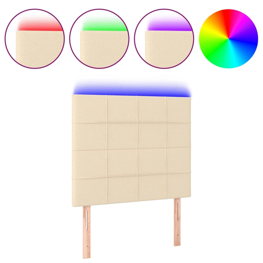 Hoofdbord LED 80x5x118/128 cm stof crèmekleurig 80 x 5 x 118/128 cm Crème