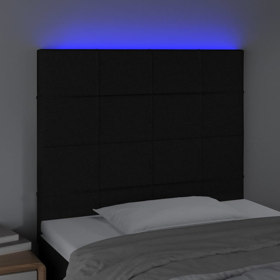 Hoofdbord LED 90x5x118/128 cm stof zwart 90 x 5 x 118/128 cm Zwart
