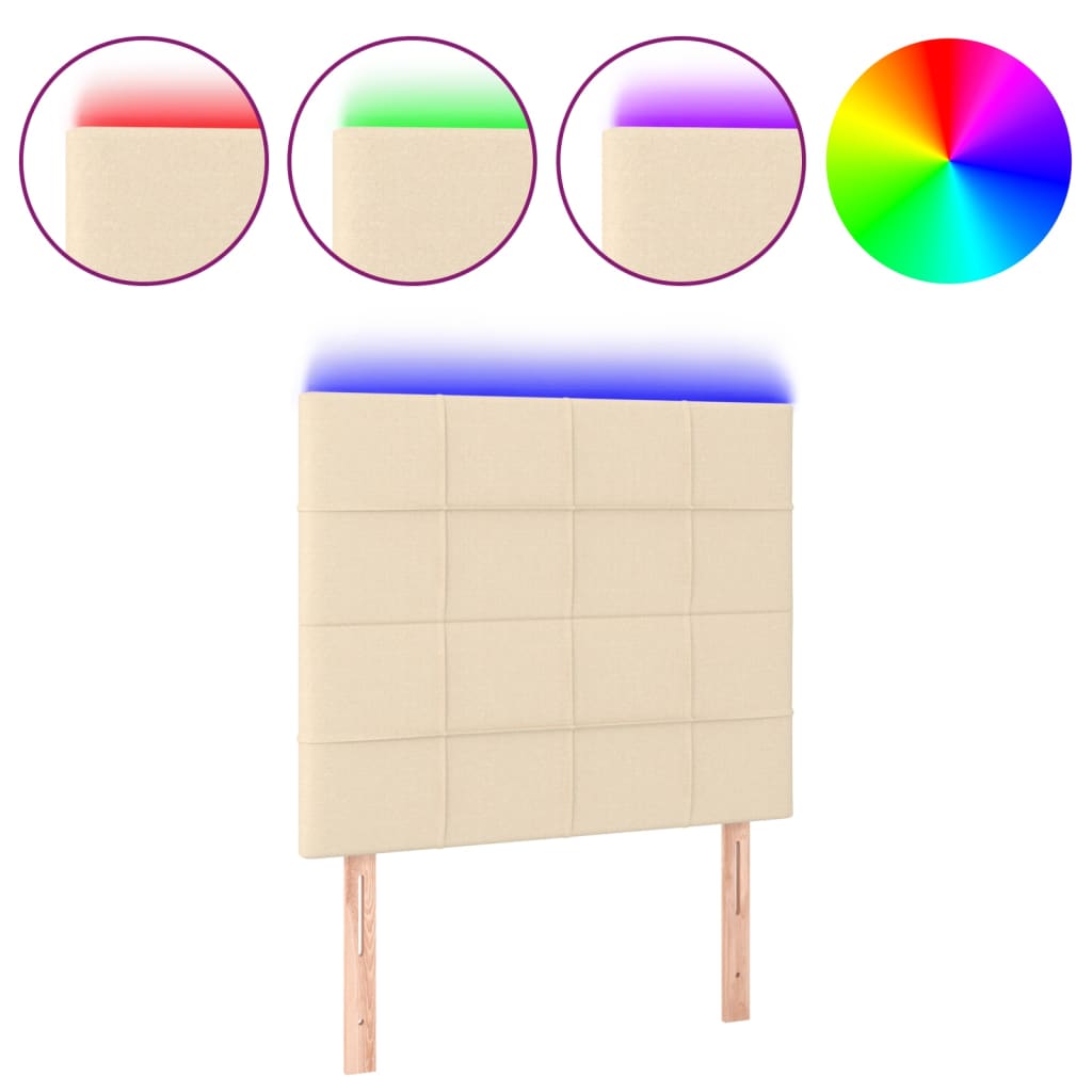 Hoofdbord Led Stof Kleurig 90 x 5 x 118/128 cm Crème
