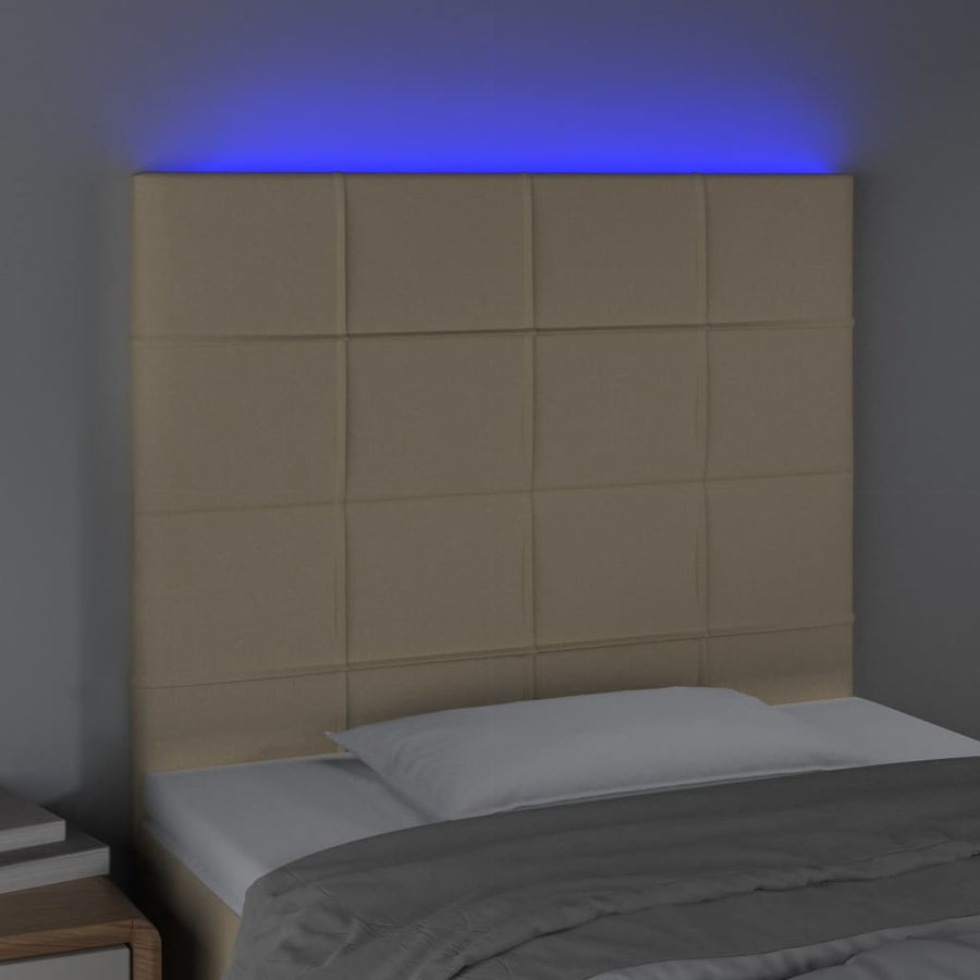 Hoofdbord Led Stof Kleurig 90 x 5 x 118/128 cm Crème