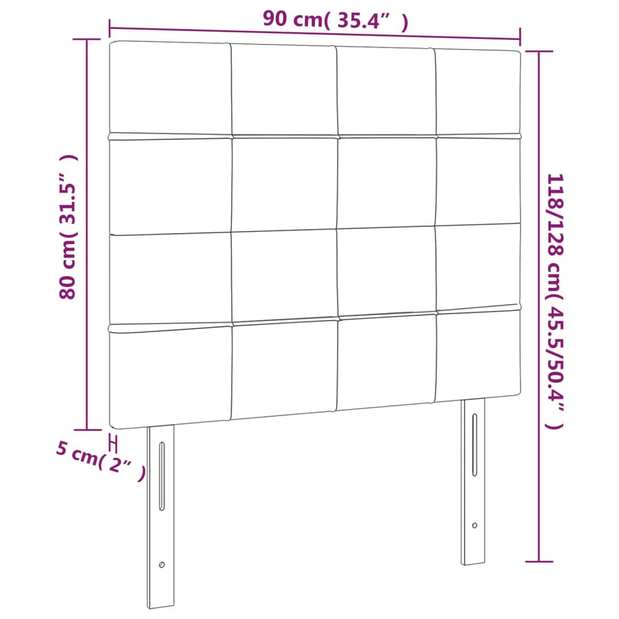 Hoofdbord Led Stof Kleurig 90 x 5 x 118/128 cm Crème