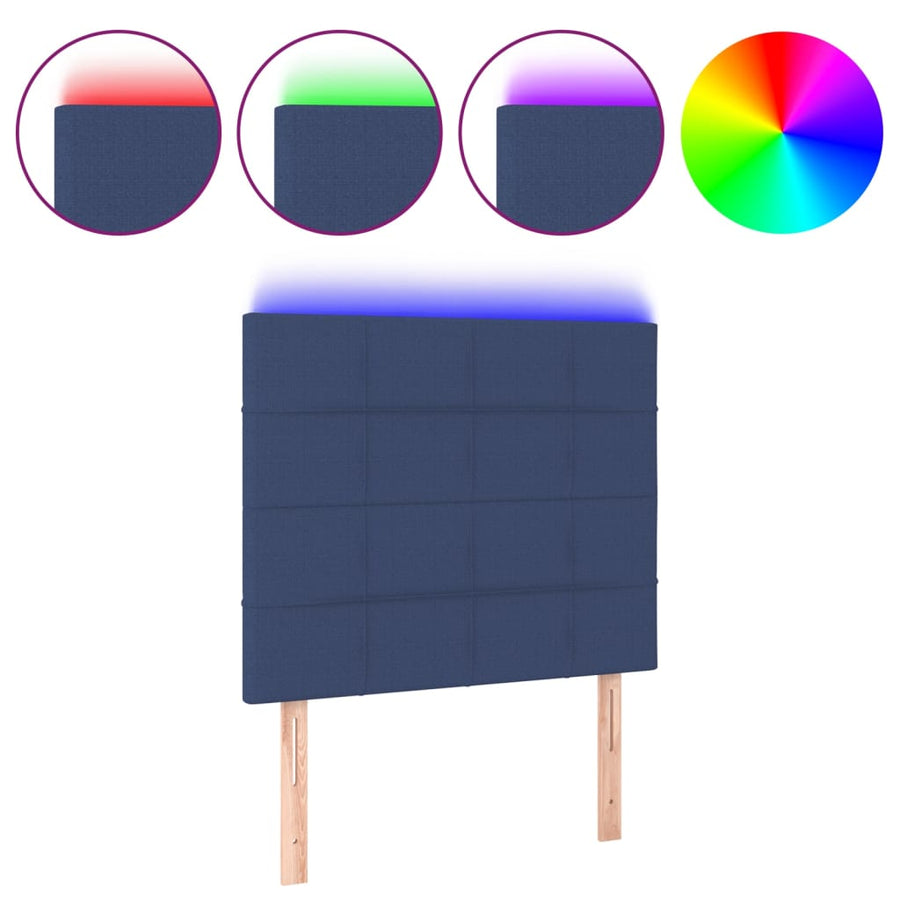 Hoofdbord Led Stof 90 x 5 x 118/128 cm Blauw