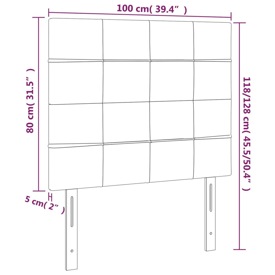 Hoofdbord LED 100x5x118/128 cm stof donkergrijs 100 x 5 x 118/128 cm Donkergrijs