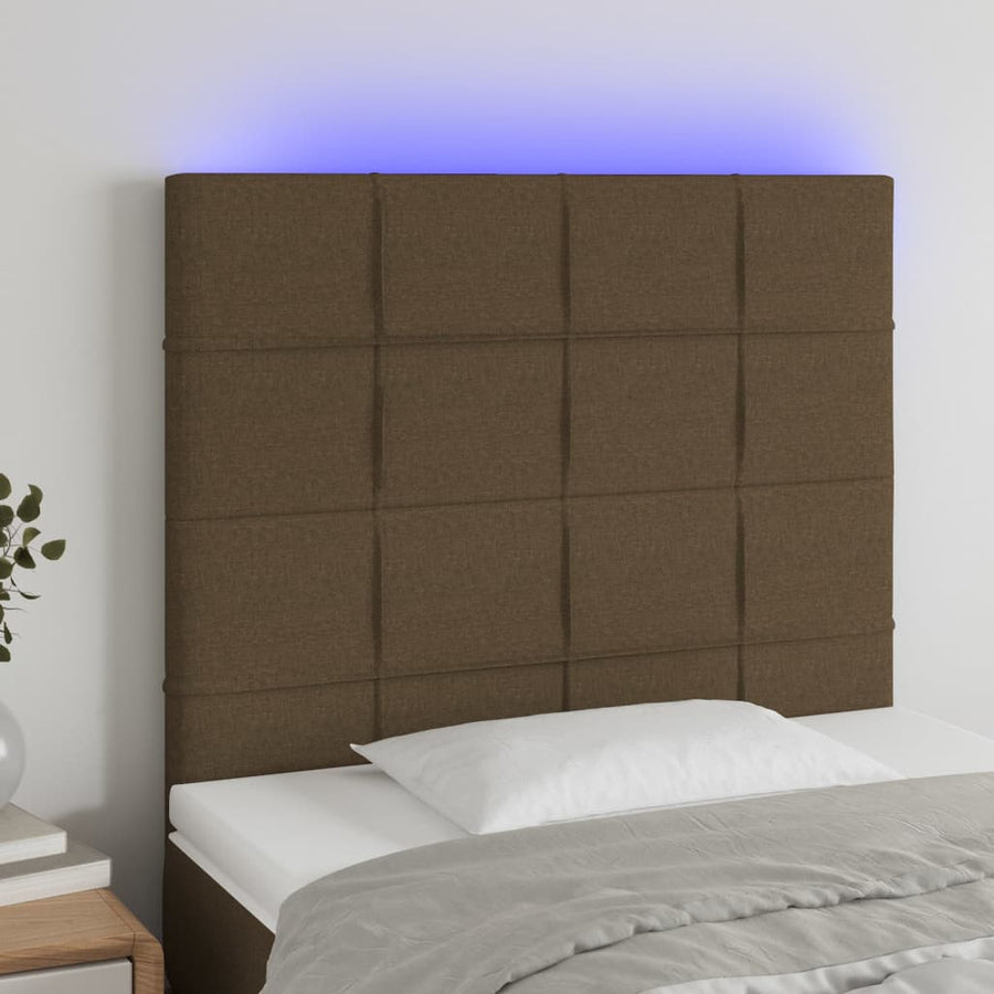 Hoofdbord Led Stof 100 x 5 x 118/128 cm Donkerbruin