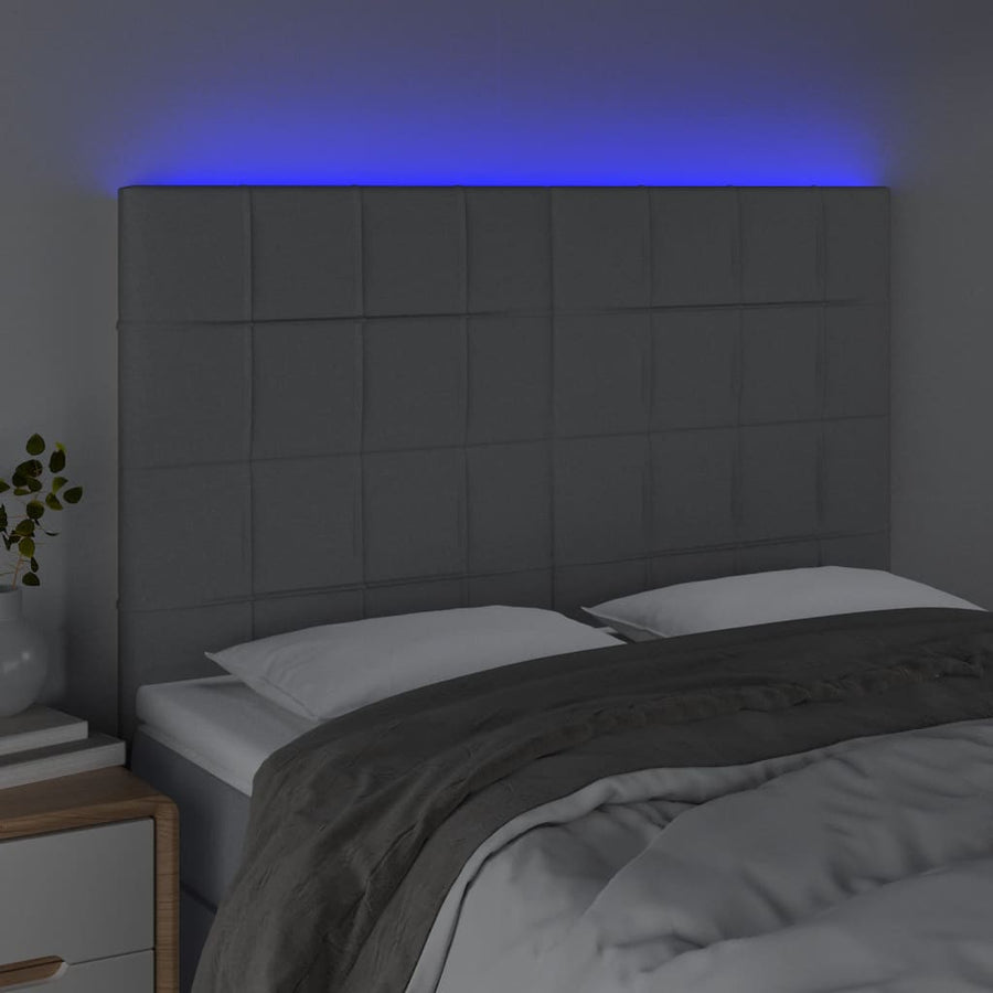 Hoofdbord LED 144x5x118/128 cm stof lichtgrijs 144 x 5 x 118/128 cm Lichtgrijs