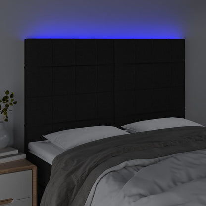 Hoofdbord LED 144x5x118/128 cm stof zwart 144 x 5 x 118/128 cm Zwart