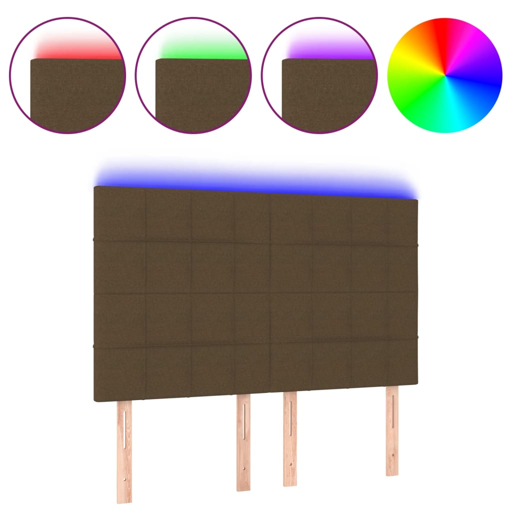 Hoofdbord Led Stof 144 x 5 x 118/128 cm Donkerbruin